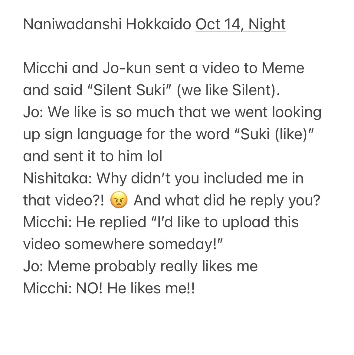 aizawa_chan's tweet photo. KieKoi and MemeMichi fans come gather!

Fanreport for Today’s Naniwa Danshi concert in Hokkaido.
They talked about Meme and Silent 🥹 https://t.co/fTmxpj8PV3