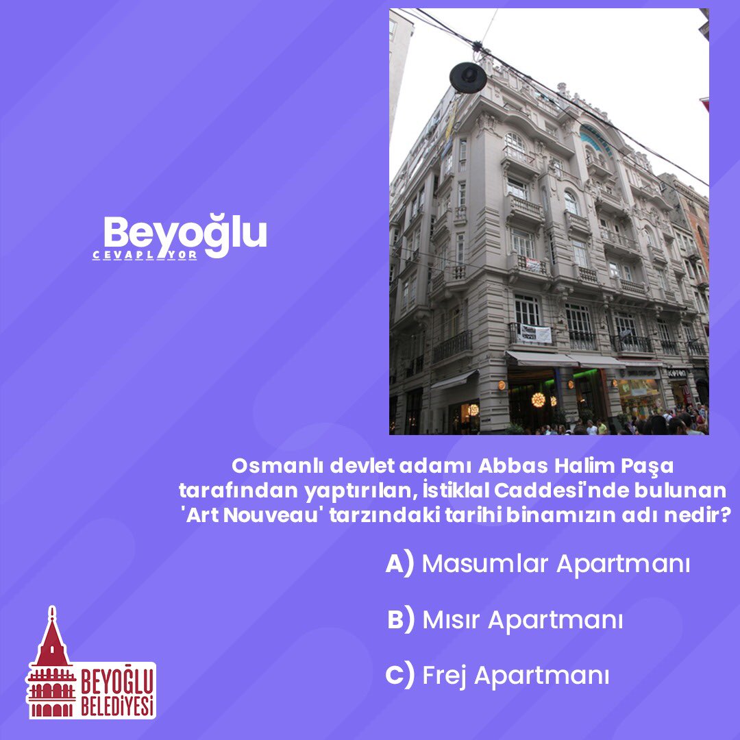 Bu tarihi binamızın adını kimler biliyor?🏛️#BeyoğluCevaplıyor Yorumlarda buluşalım.❤️