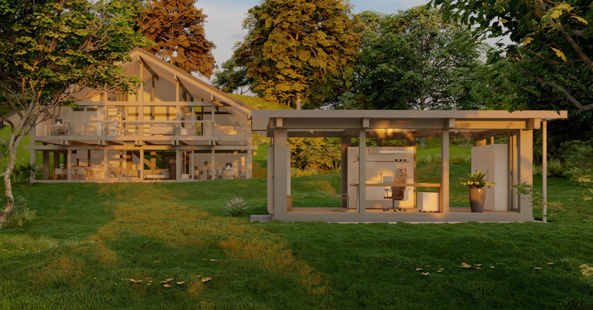 baulinks_de's tweet photo. 50 m² Natur: Verglastes HUF Tiny House als luxuriöses Ergänzungsgebäude ➥ https://t.co/QX8ref28rT (siehe auch: #TinyHouse #Minihaus #Ferienhaus) https://t.co/C7V8C51HUS