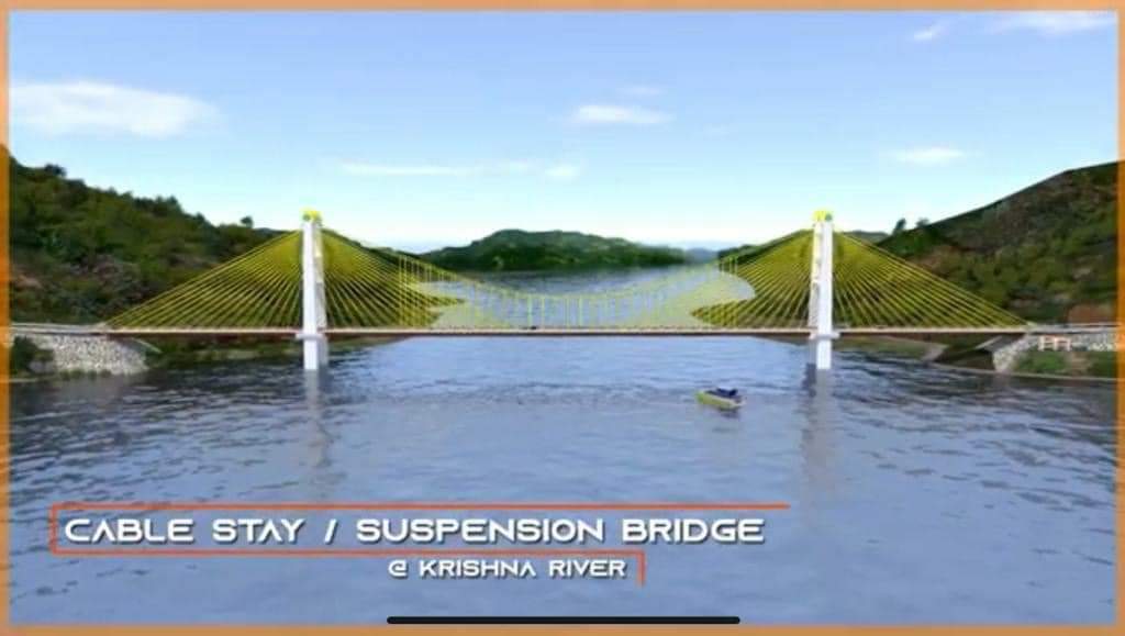 AndhraIndex's tweet photo. Centre approves India’s 1st cable-cum-suspension bridge across Krishna river connecting Telangana and Andhra Pradesh. 

Total cost- ₹1,082.56 crore construction period-30 months
#KrishnaRiver #AndhraPradesh https://t.co/ynjfUmfTN0