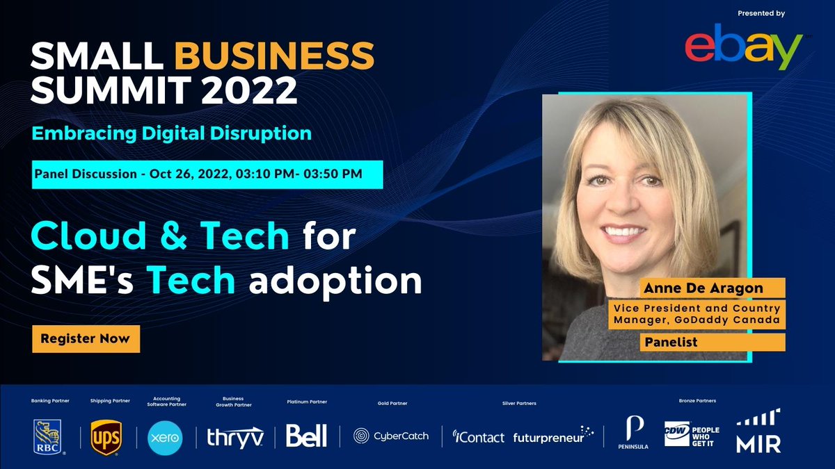CanadianSME Small Business Magazine (@canadian_sme) on Twitter photo We are pleased to have Anne De Aragon, VP & Country Manager at <a href="/GoDaddyCanada/">GoDaddy Canada</a> speak on Cloud and Tech for SMEs Panel at the Summit will take place on October 26th, 2022, at the Metro Toronto Convention Centre
Register now!
lnkd.in/dA7DCK7M
#SMESummit2022 We are pleased to have Anne De Aragon, VP & Country Manager at <a href="/GoDaddyCanada/">GoDaddy Canada</a> speak on Cloud and Tech for SMEs Panel at the Summit will take place on October 26th, 2022, at the Metro Toronto Convention Centre
Register now!
lnkd.in/dA7DCK7M
#SMESummit2022