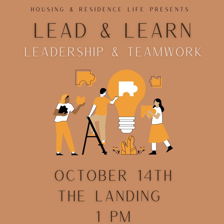Join us TODAY in The Landing at 1 PM for Lead &amp; Learn! Come out to expand your knowledge &amp; gain tips on leadership skills. Don’t miss the chance to join us today. Lunch will be provided!