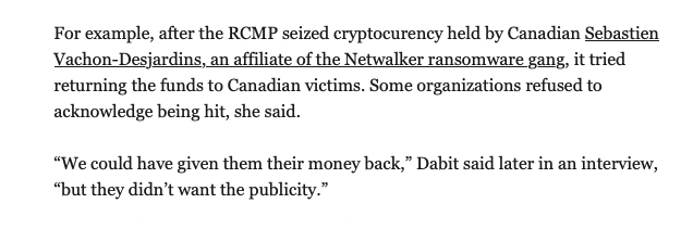 BrettCallow's tweet photo. "We don't want the money, Officer, because accepting it would imply we'd paid a ransom. Which we didn't, because we didn't have a ransomware incident. Our data absolutely was not stolen and published on the dark web. It didn't happen."
https://t.co/7Z2UI2MbAe https://t.co/rZVaBasvGy