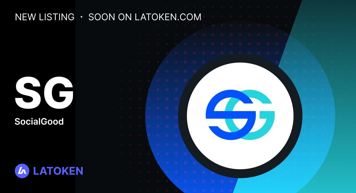 Latoken_cex's tweet photo. SocialGood (SG) will be listed on LATOKEN  soon!🔥

📎SocialGood (SG) token is the native token of the world’s top Shop-to-Earn app, the SocialGood App.
Be sure to take advantage of the huge special reward for new users offered by their app.💸

Learn more👉https://t.co/Utj45Dm10H https://t.co/iWcUa2gm9A