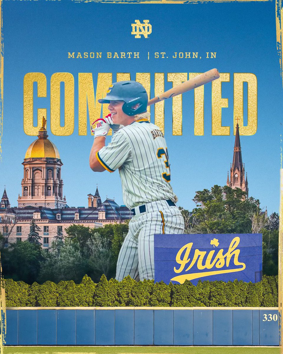 MasonBarth31's tweet photo. ☘️COMMITTED ☘️ 

#GoIrish
@NDBaseball @ShawnStiffler29 @andreanbaseball @CanesMidwest @andybidochka @champmindcoach https://t.co/bZYIariDx0