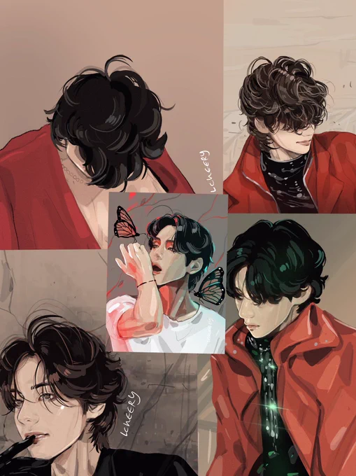 kim taehyung in red collection 