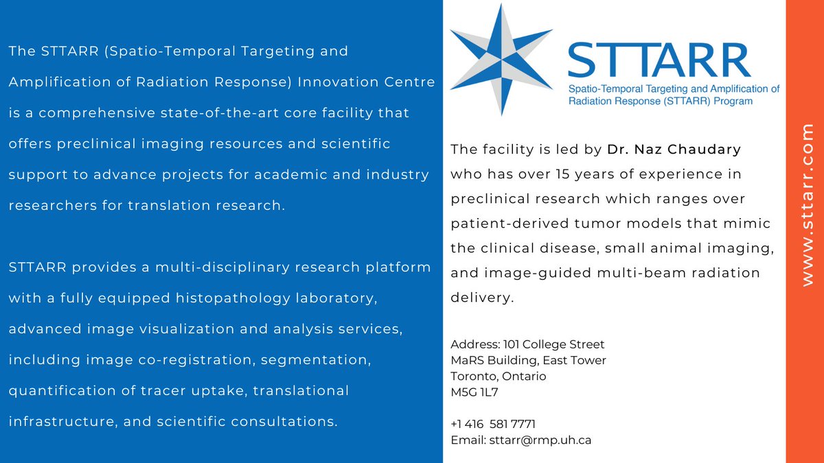 Flexible to the needs of academic and industry clients, UHN's STTARR core facility provides full support from study conception to completion, including study design, histopathology services, and advanced data analysis. sttarr.com @uhnfoundation @Sttarr_Research