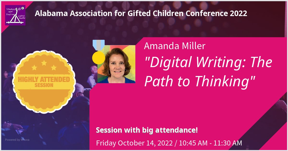 Amandagift4080's tweet photo. Gave a talk at Alabama Association for Gifted Children Conference 2022 on Digital Writing: The Path to Thinking. Thanks for the great turnout! @alabamagifted #algifted #alabamagifted - via #Whova event app #UMedTech #ED602UM https://t.co/Yth6pKZ5xO