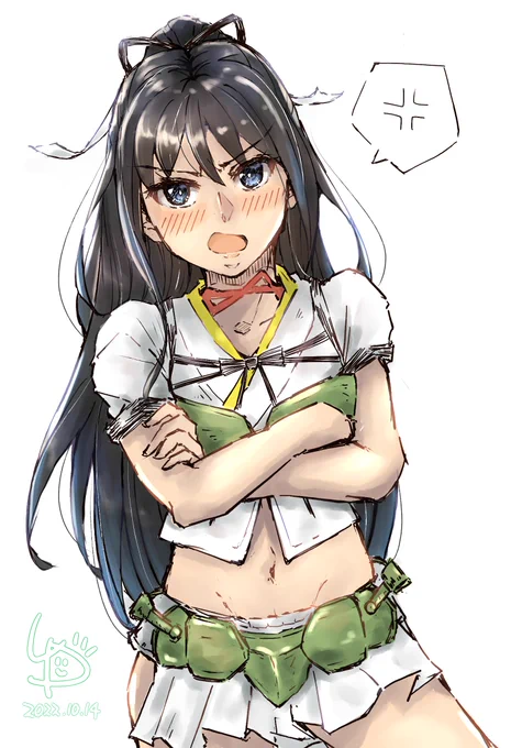 『ちょっと上等じゃない、言い残すことはあるかしらっ?!!(#゜Д゜) プンスコ!』#葛城#艦これ版深夜の真剣お絵描き60分一本勝負#艦これ版真剣お絵描き60分一本勝負_20221014胸部装甲について触れてはいけないようだ・・・! 
