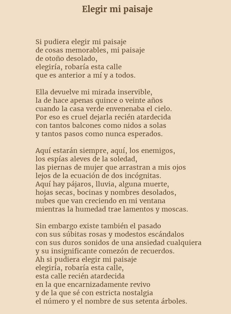 "Elegir mi Paisaje" Mario Benedetti " #poesía #versos 
<a href="/Lowhendrix/">Luis Lovera Calanche</a>