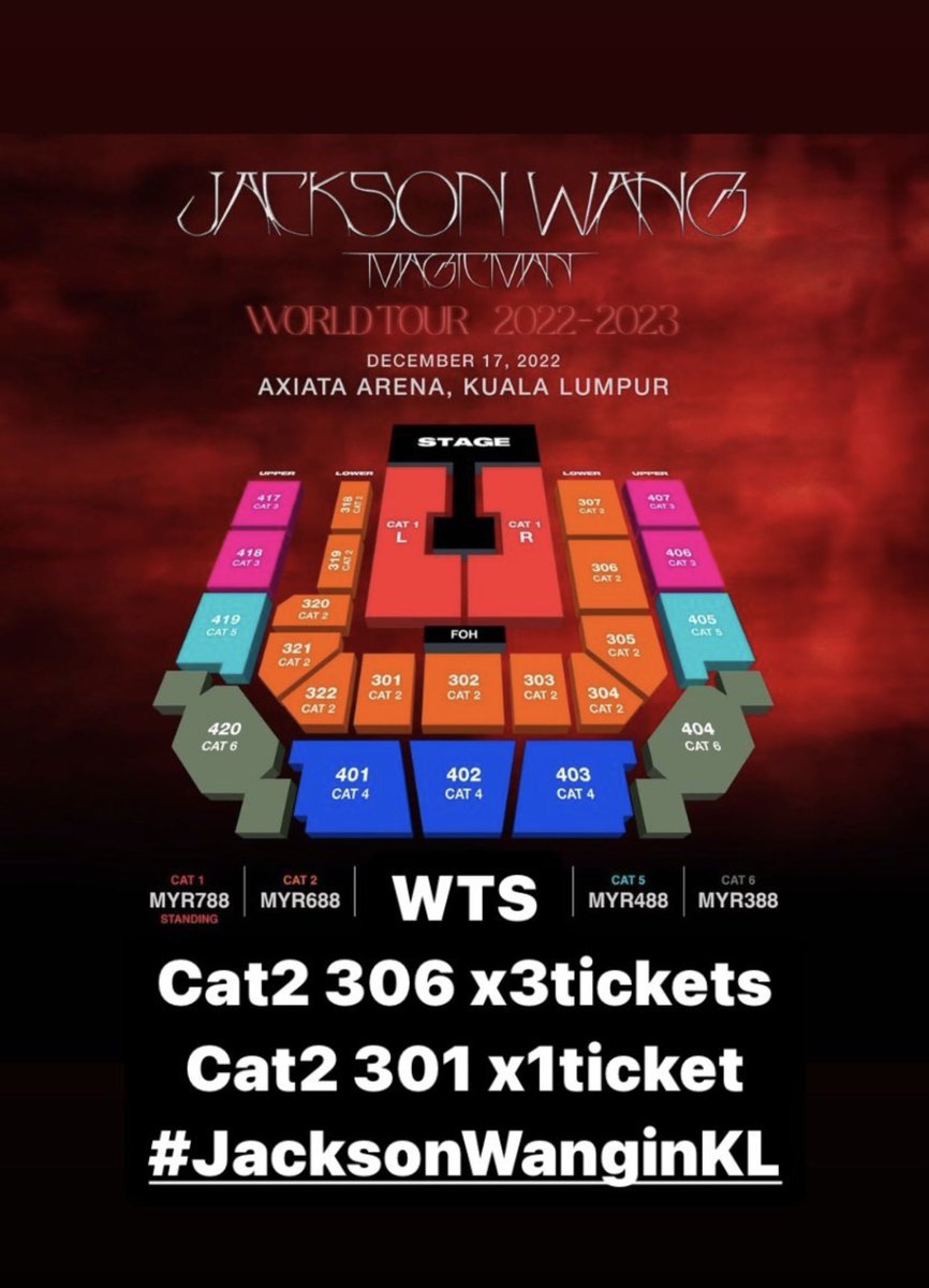 dalgimake's tweet photo. WTS JACKSONWANG MAGICMAN CONCERT TICKET KL MALAYSIA

CAT2 306 x3 tickets
CAT2 301 x1 ticket

Dm me for more details👍🏿

#JacksonWanginKL https://t.co/qRItMdIfzr