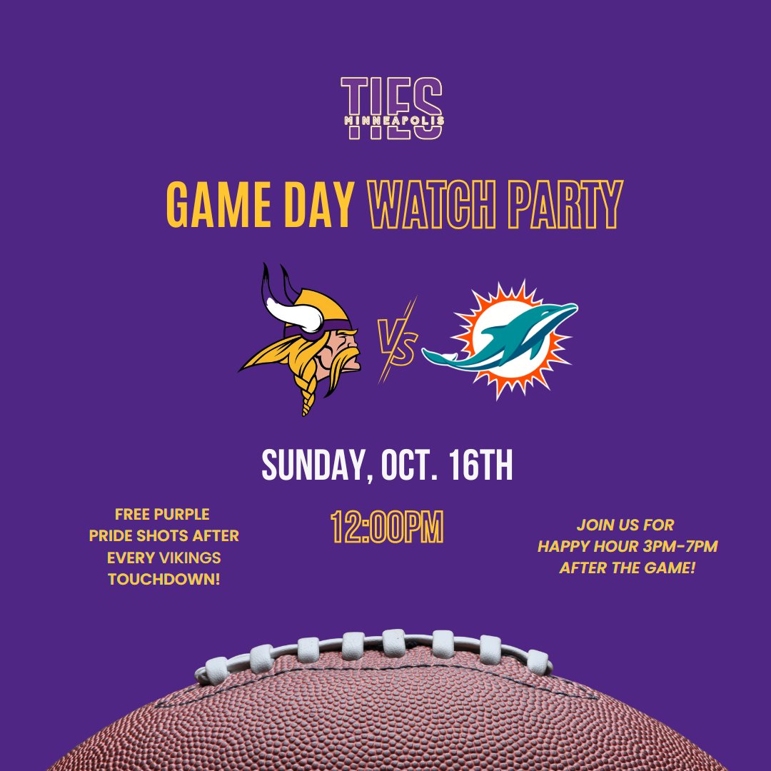 ties_lounge's tweet photo. Can you tell we love football season? 🏈 It's another Vikings Game Day! We hope you'll join us 😈 https://t.co/KKyr94Aw7i