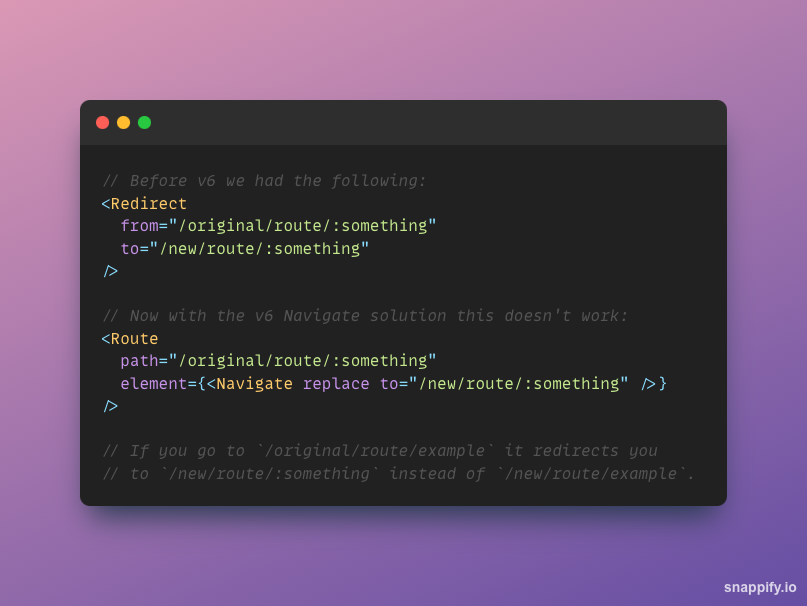 RubenMontero98's tweet photo. Is there any direct equivalent solution for this in react-router v6?😉 @mjackson @kentcdodds @ryanflorence Thank for your amazing work!! #React #ReactRouter https://t.co/Mv5j8ZtKid