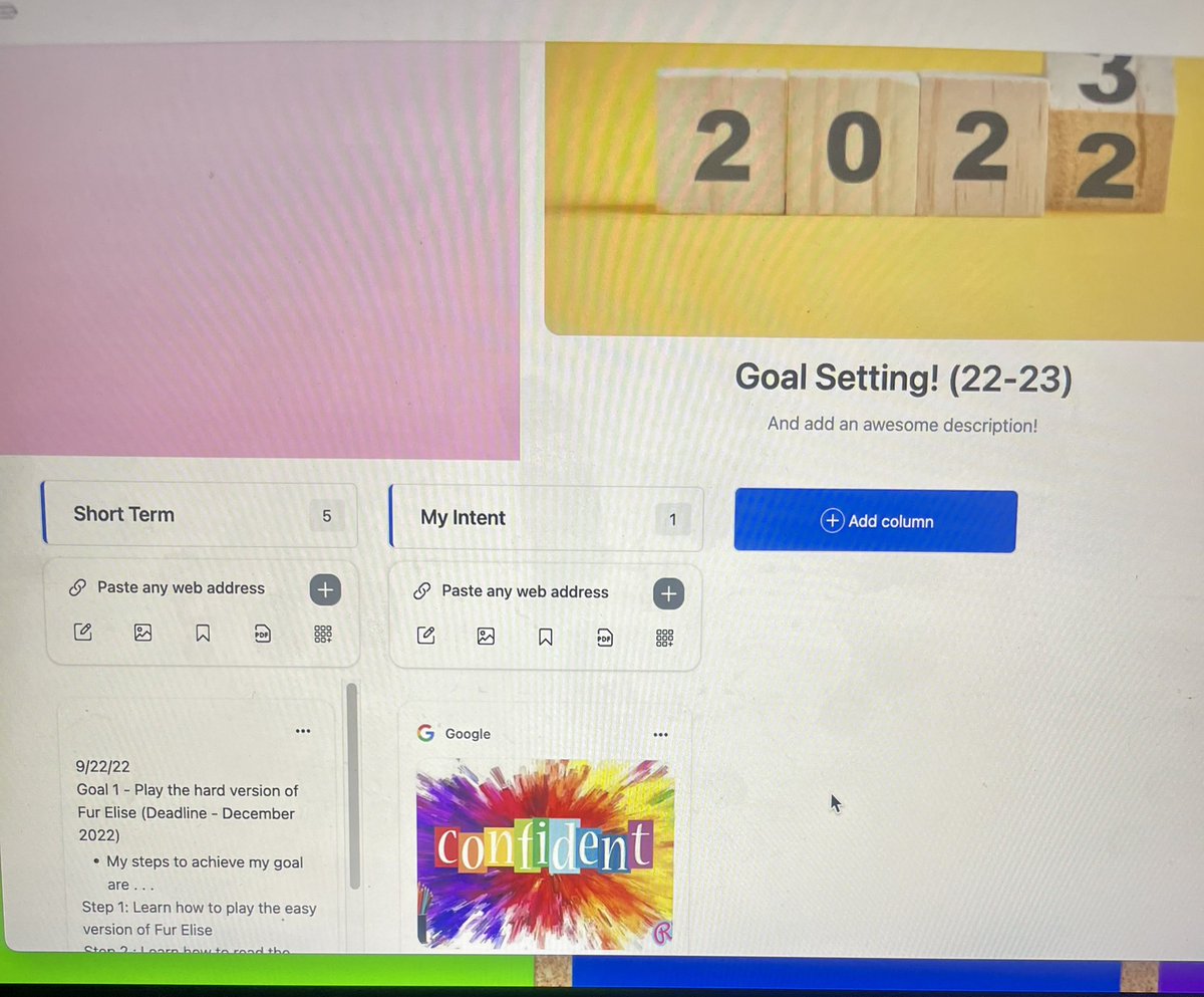 Ss learned about #goalsetting & discussed different types…short term, long term, school , & personal. They’re using @wakelet student accts to document & track their progress in their #digitalportfolios 👍🏼😀