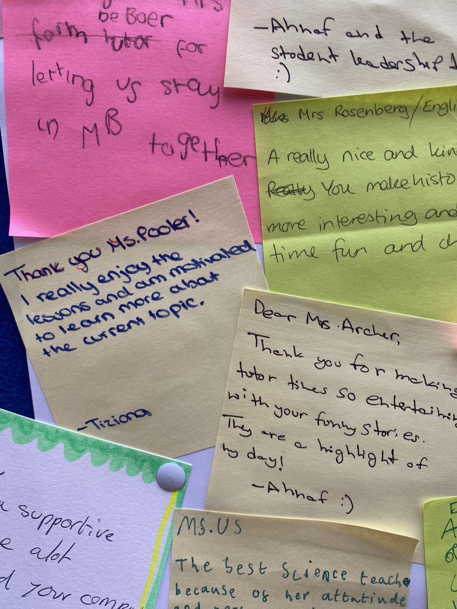 laraglyons's tweet photo. What a great way to say ‘Thanks’ to teachers!  Lovely and authentic notes from students @BSN_SSV #TeacherAppreciation https://t.co/eomuBYIeFZ