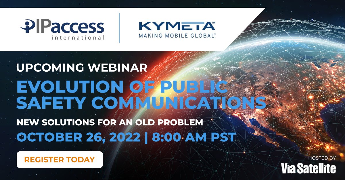 IPAccessIntl's tweet photo. @IPAccessIntl and @KymetaCorp are transforming the way #publicsafety &amp; #emergencymanagement professionals communicate during a response. Join us Oct. 26 to learn about Kymeta’s industry leading, electronically steered antenna &amp; discover #FRN: https://t.co/VNScLNOA24 https://t.co/EoLV33UQeF