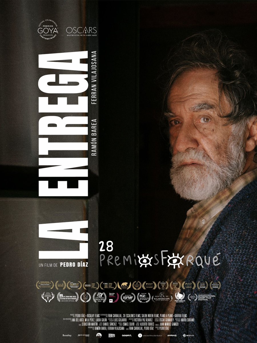Tras 6 meses de distribución, "La Entrega" acumula + de 30 selecciones, 8 secciones oficiales en festivales calificadores para los Premios Goya 2023, 15 premios y la participación en el prestigioso Festival Internacional de Cine de Edmonton (Canada), calificador para los Oscars.