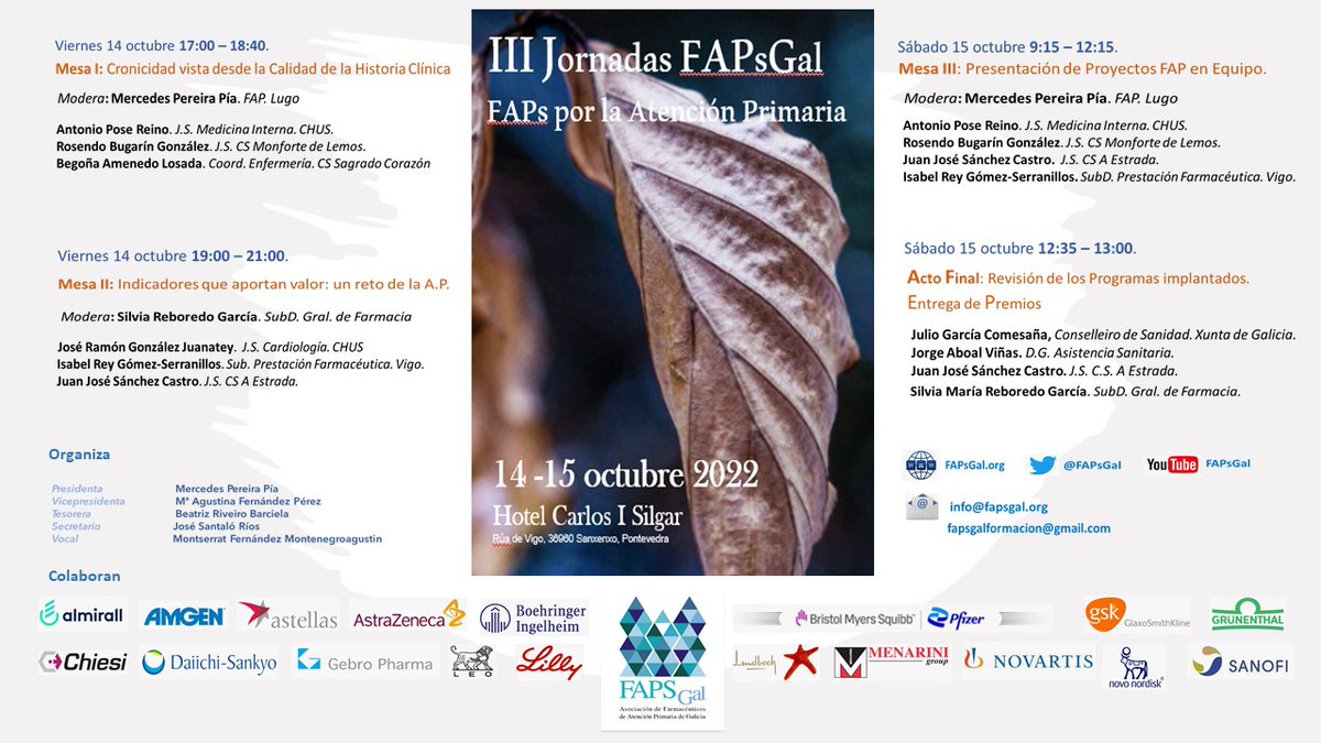 FAPsGal's tweet photo. Nos vamos al café ☕️ y a la vuelta nos espera @JoseJuanatey  en la mesa II👇
#IIIJornadasFAPsGal
#FAPsPorLaAtencionPrimaria https://t.co/jgVmKoWtdw