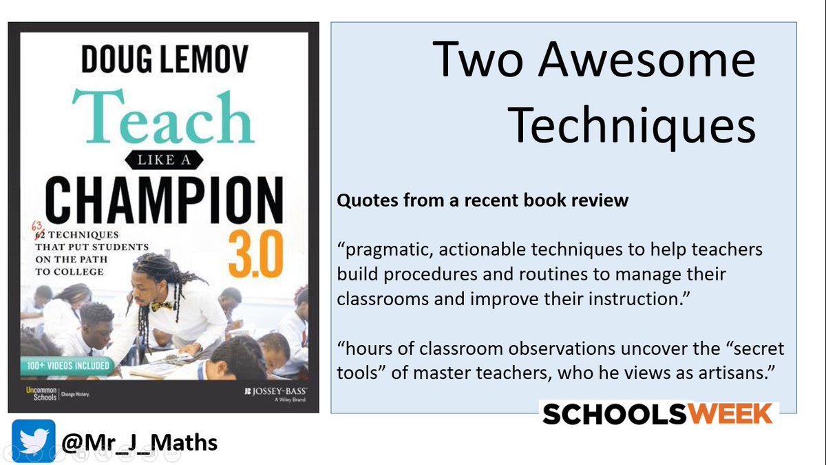Mr_J_Maths's tweet photo. Great to watch &amp; discuss champion teachers with colleagues in my 15 minute @TeachLikeAChamp session at the @HillheadHS TeachMeet today.  #ColdCall #ThreshHoldStrongStart #TLAC3 @HHSclpl https://t.co/fQiTzGdUlI