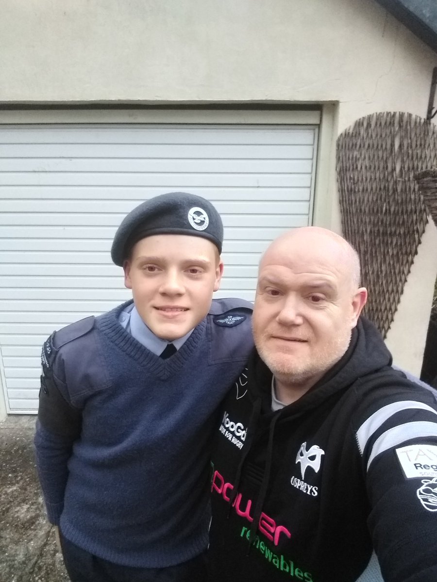 Super proud of this young man attending RAF evening at Swansea.com stadium, be a shame not to watch the game