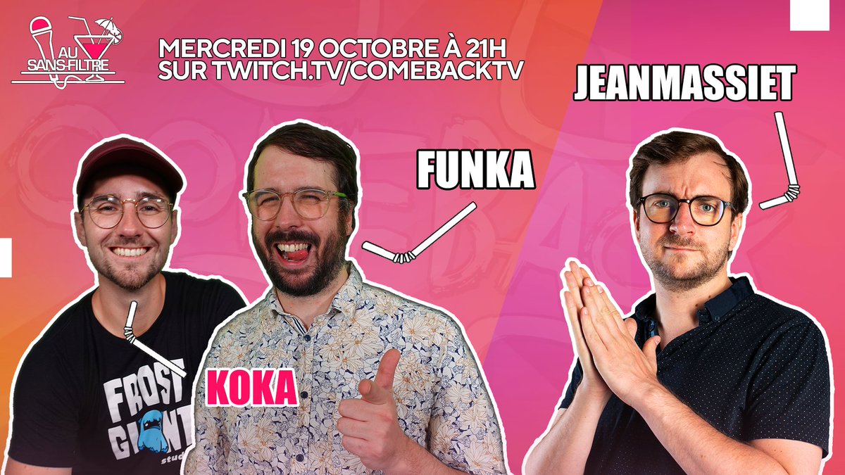 comeback_tv's tweet photo. La deuxième émission du Sans-Filtre ! Emission interview à notre sauce qui vous a beaucoup plu avec @TKLStarcraft !

Cette fois-ci @FunKaStarcraft et @KokaStarcraft reçoivent @JeanMassiet ! Ils iront chercher un max d'anecdotes et autres, Jean, bienvenu au Sans-Filtre. 

#CBTV https://t.co/TOgrvLt8wJ