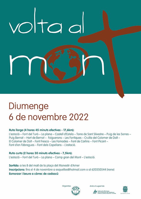 esquelles's tweet photo. El proper diumenge dia 6 de novembre farem tota la volta al mont!! us hi apunteu?? un clàssic pel GEA Esquelles però que feia uns anys que no l'havíem programat.#amuntiendavant #excursionisme #voltaalmont22 @FEEC_cat @viladAmer https://t.co/Wi7by0o5tM