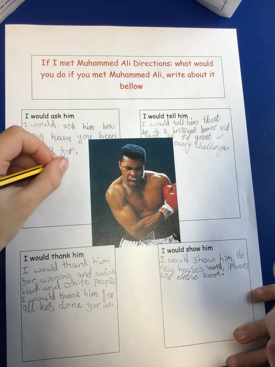 SomersHeath4's tweet photo. Year 4 thoroughly enjoyed learning about black history recently. We focused on the great boxer, Muhammad Ali and the struggles he overcame. We also made Gee Band patterns as a class! https://t.co/8HCurFXeQI