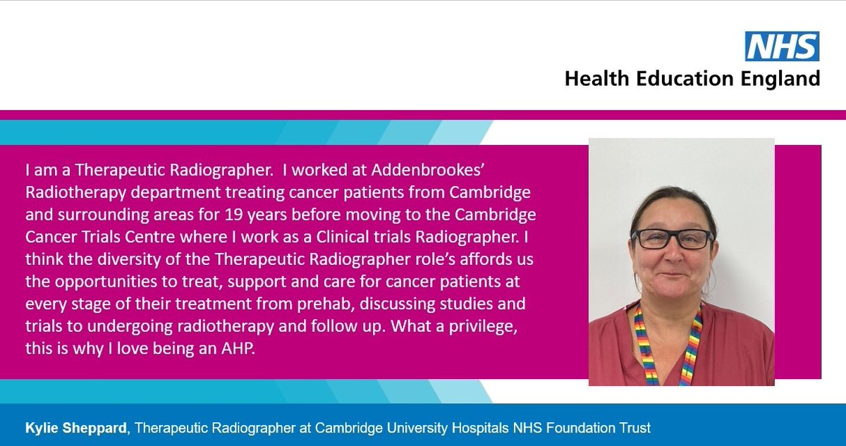 Kylie Sheppard, our Therapeutic Radiographer. A wonderful example as to how rewarding a career within 1 of the 14 AHP professions is.🤩👏 @CambsPboroAHPs @Charlann @SaraEnnew @RachelWField @ashila_bhutia For more info: 💭orlo.uk/wa1EE 💭orlo.uk/o68aZ