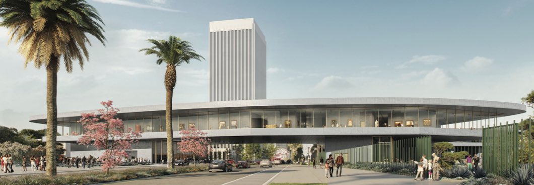 SaveLACMA's tweet photo. Also, Tony Smith’s “Smoke”, once planned to be safely shaded under the Zumthor/SOM building, is now placed out in the elements. They’ve even added a few trees to occlude the smaller redesign. Just look at the staircase, it’s measurably shorter.
#SaveLACMA https://t.co/vNDMvqm6Ba