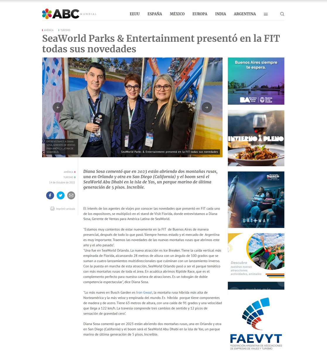 ABCMundial's tweet photo. #SeaWorld Parks & Entertainment presentó en la FIT todas sus novedades
#DianaSosa @SeaWorld @BuschGardens @SeaWorldAbuDhabi
#SeaWorldOrlando #BuschGarden
https://t.co/mfQyDSGowR https://t.co/Yx1IusSg1a