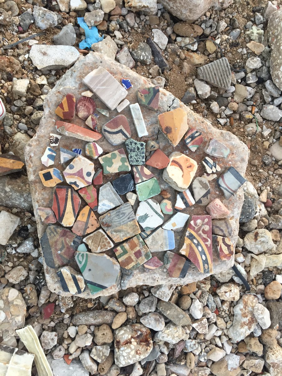NarragansettAIA's tweet photo. "Washed upon the shores of Tel Aviv’s beaches are tons of modern architectural refuse. On a short walk, you can see the variation and vibrancy of the tile work common in 20th century Israeli and Palestinian homes." 📸@rachelkalisher #SitesToSee https://t.co/TRNJTXpTCR