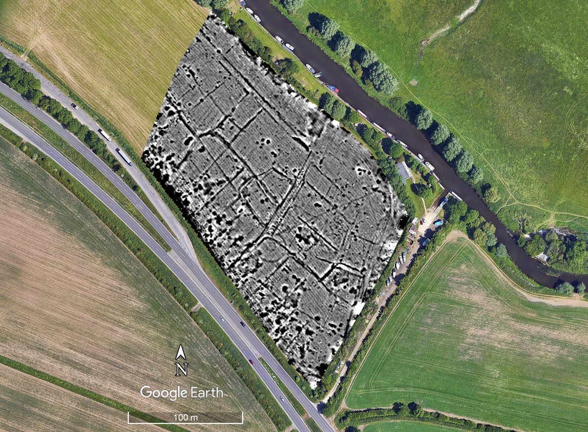 Members of the Community Archaeology Geophysics Group (inc. WAS members) have been surveying the "Boat Field" on the SE side of the Roman city of Durobrivae.  We found stuff... field system, tracks, pits and an underlying round barrow. Blog post soon. #geophysics #archaeology