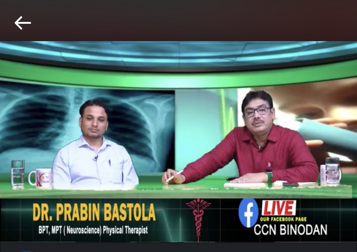 Today’s live program on CCN TV channel. Creating awareness abut Neuro Physiotherapy.