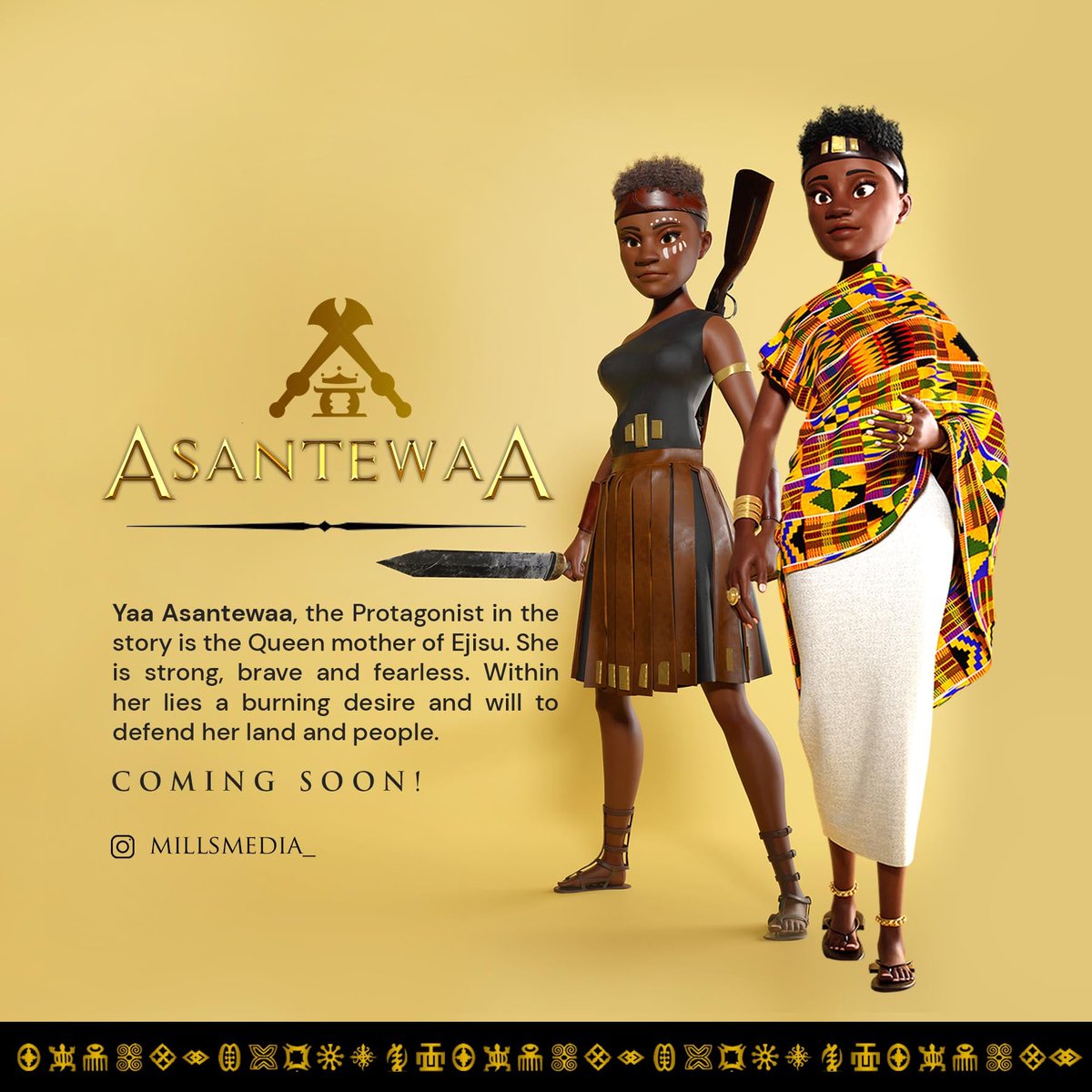 This is the first look at the main character of our upcoming animated movie. Asantewaa is an epic retell of the story of the great Nana Yaa Asantewaa. This animated movie relives these great historical moments. STAY TUNED! ASANTEWAA IS COMING!