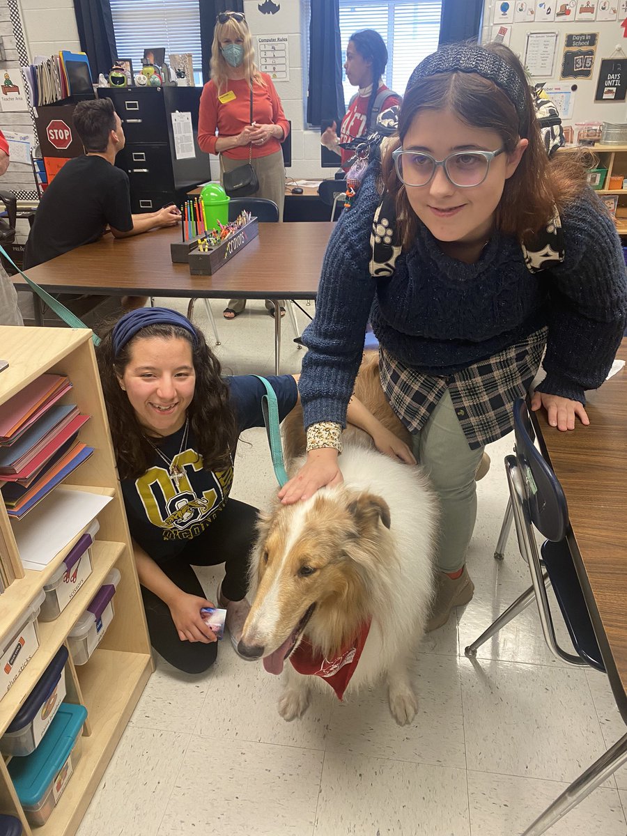 PantherH107's tweet photo. Our students enjoyed having Prince today. Thank you Mr. Mark for bringing your Prince (dog therapy) today. #VIPOConnor #VIPPanthers #OCCares #NISDCares #Dogtherapy #NISDOConnor https://t.co/IX81q8M00C