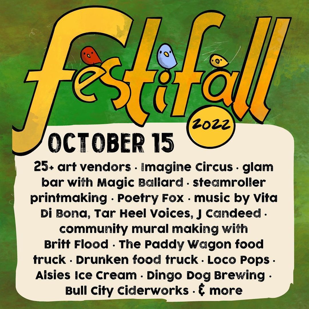 Another Saturday of fun at #Festifall! 

<a href="/CHCommunityArts/">Chapel Hill Community Arts & Culture</a> <a href="/ArtsEverywhere/">Arts Everywhere UNC</a> <a href="/JCandeed/">J Candeed</a> <a href="/bullcitycidery/">Bull City Ciderworks</a> <a href="/locopops/">LocoPops</a> <a href="/ImagineCircus/">Imagine Circus</a> <a href="/DingoDogBrewing/">Dingo Dog Brewing Co</a> <a href="/drunkenfoodtru4/">drunkenfoodtruckraleigh</a> <a href="/ThePaddyWagonNC/">The Paddy Wagon</a>