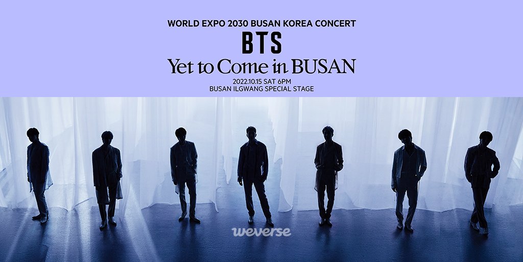 BTSDreamLabCol's tweet photo. 📑 Recuerden que el concierto #YetToComeInBUSAN de @BTS_twt se estará transmitiendo en vivo GRATIS en:

✧ Weverse: https://t.co/6i6qgEextX
✧ Naver Now: https://t.co/ype8gvHqhu
✧ ZEPETO: https://t.co/rYEoS6uPGo

Sábado, 15 de Octubre a las 4AM COT 🇨🇴

|🐼~ https://t.co/MtIIJgIfKp