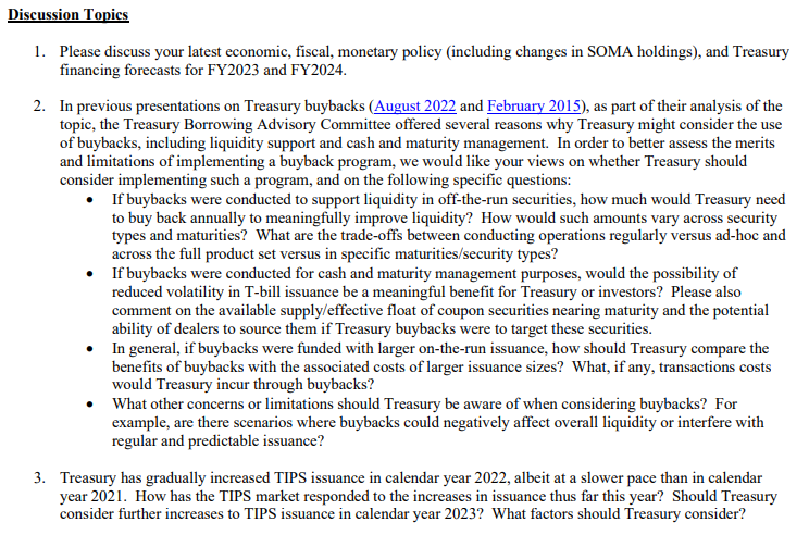 NickTimiraos's tweet photo. The US Treasury's primary dealer survey (part of the standard quarterly refunding process) asked banks for their thoughts on potential Treasury buybacks: https://t.co/BLLb1wMyRu https://t.co/yLDTWMMxId