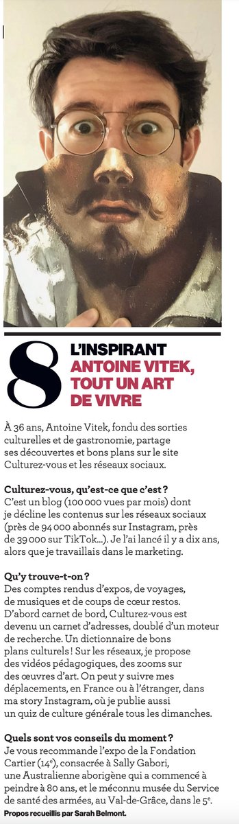 ☺️ Ma bouille est à découvrir (à moitié cachée derrière un Courbet 😉) dans le dernier numéro du <a href="/leparisienwe/">Le Parisien Week-End</a> !

🙏 Merci infiniment à Sarah Belmont pour cette interview qui m'a permis de parler de <a href="/CulturezVous/">Culturez-vous</a> et de partager quelques coups de coeur culturels du moment.