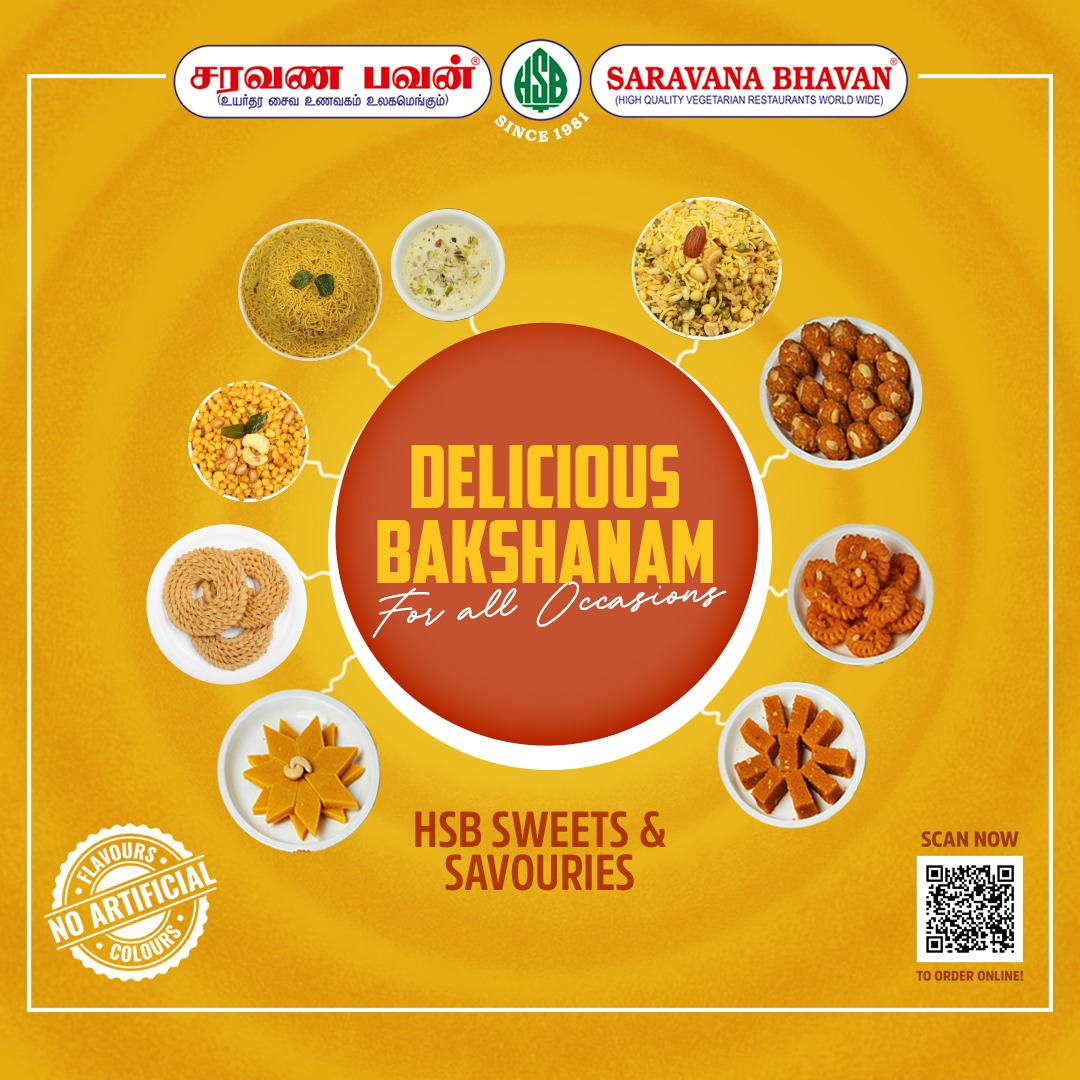 hsbindia's tweet photo. Whatever be your happy moment, make sure that you pick our delicious bakshanams.
To order Click 👉https://t.co/UPA3aCqBr4 or Send "Hi✋" to 74010 05577
#HotelSaravanaBhavan #ServingQualityFoodSince1981 #TraditionalIndianFlavours #40YearsofTradition #SaravanaBhavan https://t.co/92y8vqnzm3