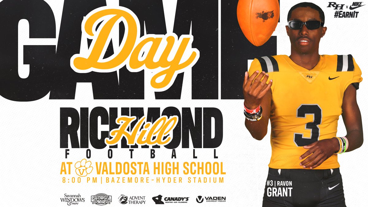 RHHSFootball's tweet photo. 𝙂𝙍𝙀𝘼𝙏 𝘿𝘼𝙔 𝙏𝙊 𝘽𝙀 𝘼 𝙒𝙄𝙇𝘿𝘾𝘼𝙏!
🆚Valdosta
🕢8:00pm
🏟️Bazemore-Hyder Stadium
📍Valdosta, GA
📻https://t.co/fTMp6cHxIg
📺https://t.co/bEYzpart2Y

#EARNit | #BTH https://t.co/Ru9dyyvt9W