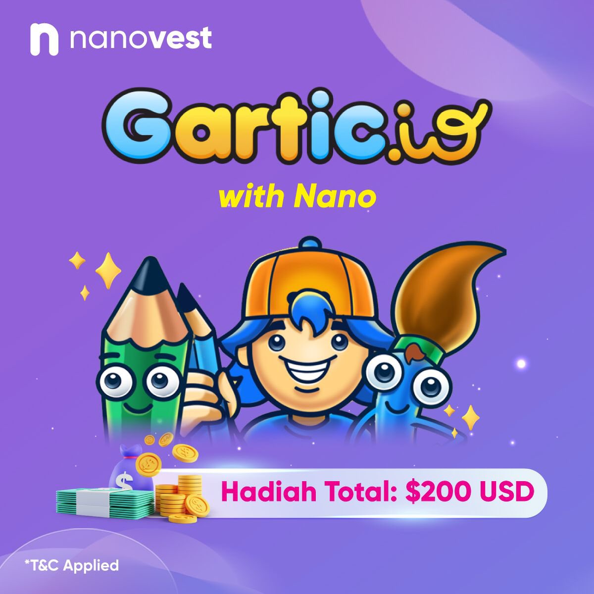 Main tebak gambar yuk #NanoSquad! 🙈🙈🙈

Minder gambar kamu kayak anak SD? 🦖✨

Tenang! Kamu tetep bisa mendapatkan kesempatan menangin hadiah total $200 dengan main Gartic.io bareng Nano!