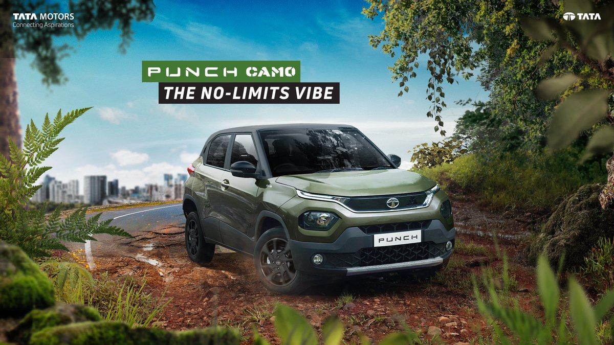 TataMotors_Cars's tweet image. Unleash the #NoLimitsVibe in you with thrilling drives in the Tata PUNCH CAMO Edition. 

Book now: cars.tatamotors.com/suv/punch/camo

#NoLimitsVibe #VibesWithYou #PackAPUNCH #TataPUNCH #TataMotorsPassengerVehicles #CAMO #CAMOEdition #SUV #SUVLife #SUVLovers #BookNow