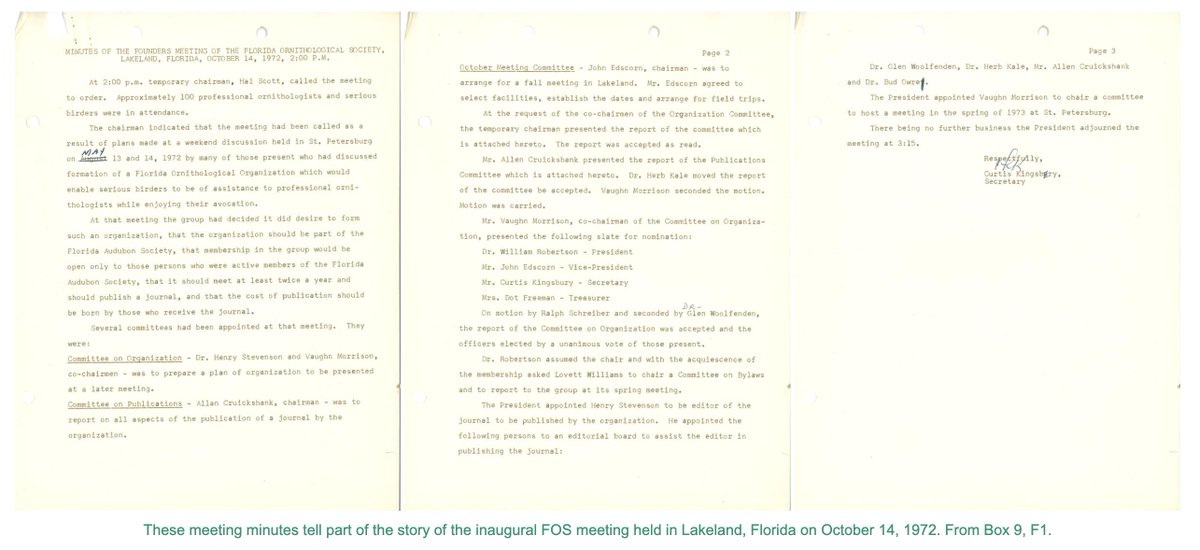 FOSBirds's tweet image. What better way to celebrate the 50th anniversary of The Florida Ornithological Society than by diving into its history? USF Libraries’ historical exhibit is now public and mounted online with their other environmental exhibitions, check it out! 

lib.usf.edu/special-collec…