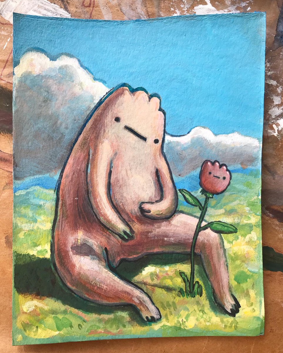 este trata sobre la apatía de la naturaleza frente al exterminio q hacemos de ella.. 
pero quién soy yo para decir de q trata mi pintura..? 🌈🥨