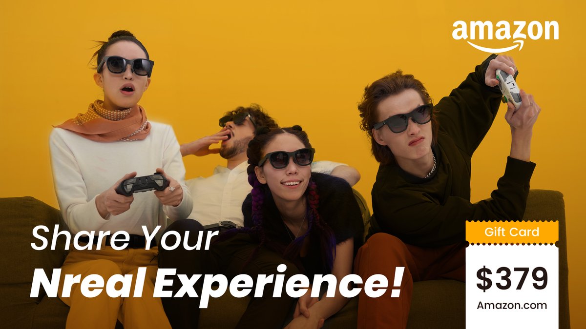 Share your Nreal Air experience on Twitter & tag us for a chance to win 🎁🎁 The top 5 most liked posts will score a $379 Amazon gift card & 10 runner-ups will get an AR effect T-shirt! Closes Oct 24th 🗓️ amzn.to/3xRsz9t #NrealAir #SeeDifferent