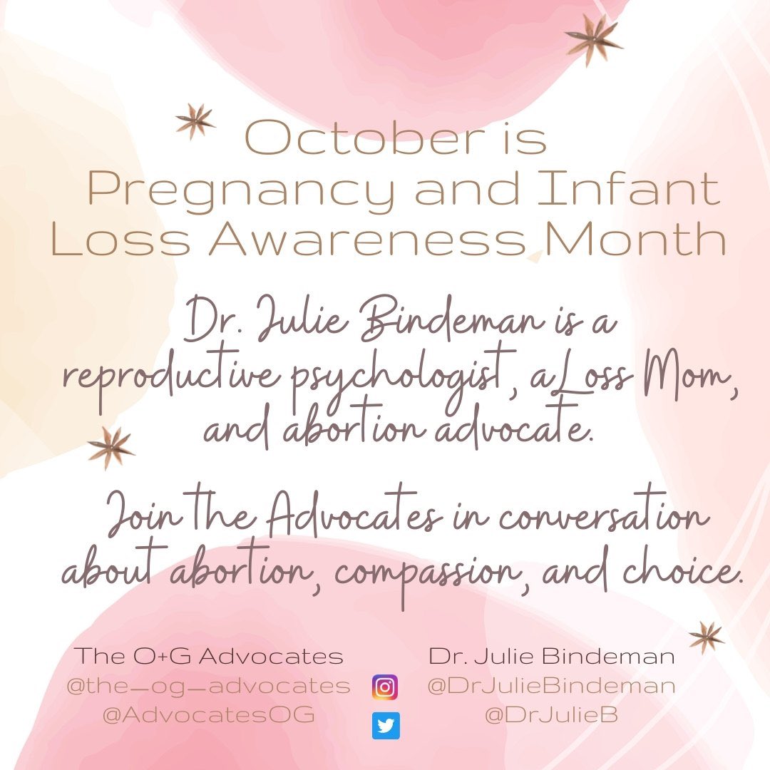 AdvocatesOg's tweet photo. Today, on Pregnancy and Infant Loss Awareness day, the Advocates are joined by the one and only Dr. Julie Bindeman, the repro psychologist, perinatal mood expert, and abortion advocate, with a story as profound as her heart is big.

Thank you for all you do, @drjulieb! https://t.co/ND28hTsK32