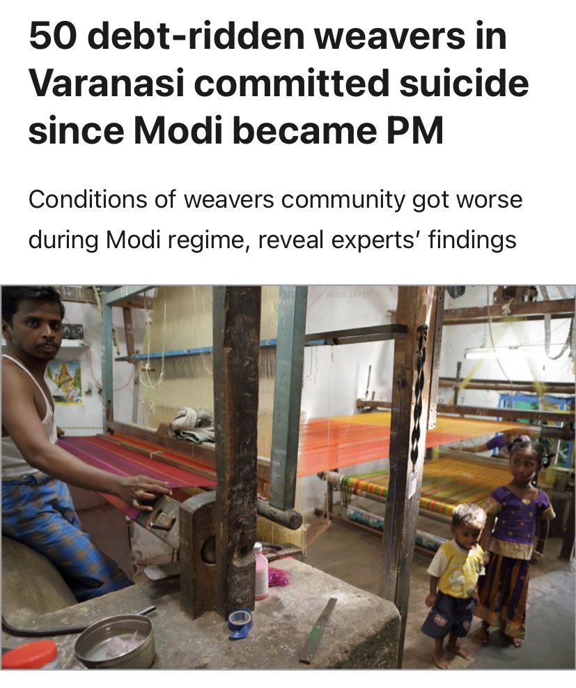 NAR_Handle's tweet photo. #Modi &amp; his contribution to #Handloom sector ⬇️ 

- Shuts down Handloom Board 
- Imposed #GST on #Khadi
- Tweaks code to allow polyester flags, a death blow to artisans &amp; good news to corporates 

He talks ‘Vocal 4 Local’ but the problem is he just talks &amp; does nothing 

@KTRTRS https://t.co/BRhYwOATdH