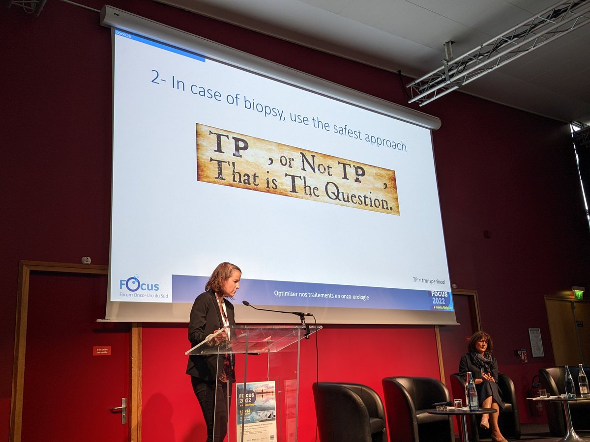 PignotG's tweet photo. #focus22 : @GaelleFiard Transperineal or not transperineal : that is the question. NORAPP trial shows no sepsis and no need to antiboprophylaxy. Still a debate in 2022 ? @FocusMeeting @GPloussard @PaulSargos @jbbeauval #prostatecancer https://t.co/JPjqVcCnd2