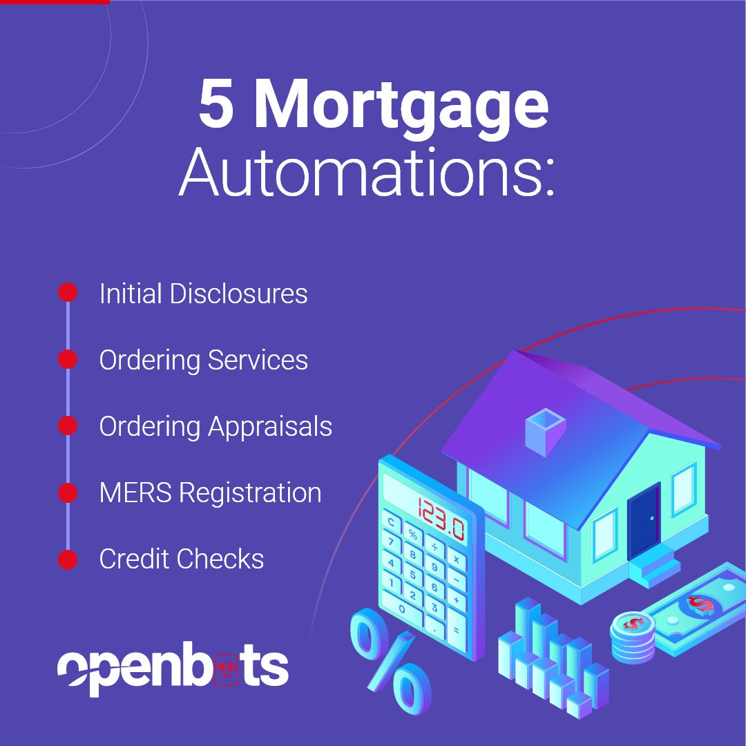Get an in-depth look at the top 5 automations in your niche when you download the eBook below. 

pages.openbots.ai/mortgage_autom… 

#rpa #intelligentautomation #artificialintelligence #ai #ia #rpatools #rpaprogram #automation #mortgage #digitalmortgage #mortgagetechnology #fintech